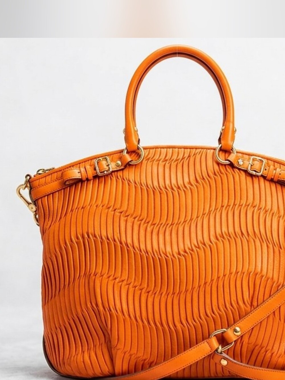 Coach Madison Gathered Leather Lindsey 33371E B4 Orange NWT Rare Paper Serial # - Picture 3 of 16